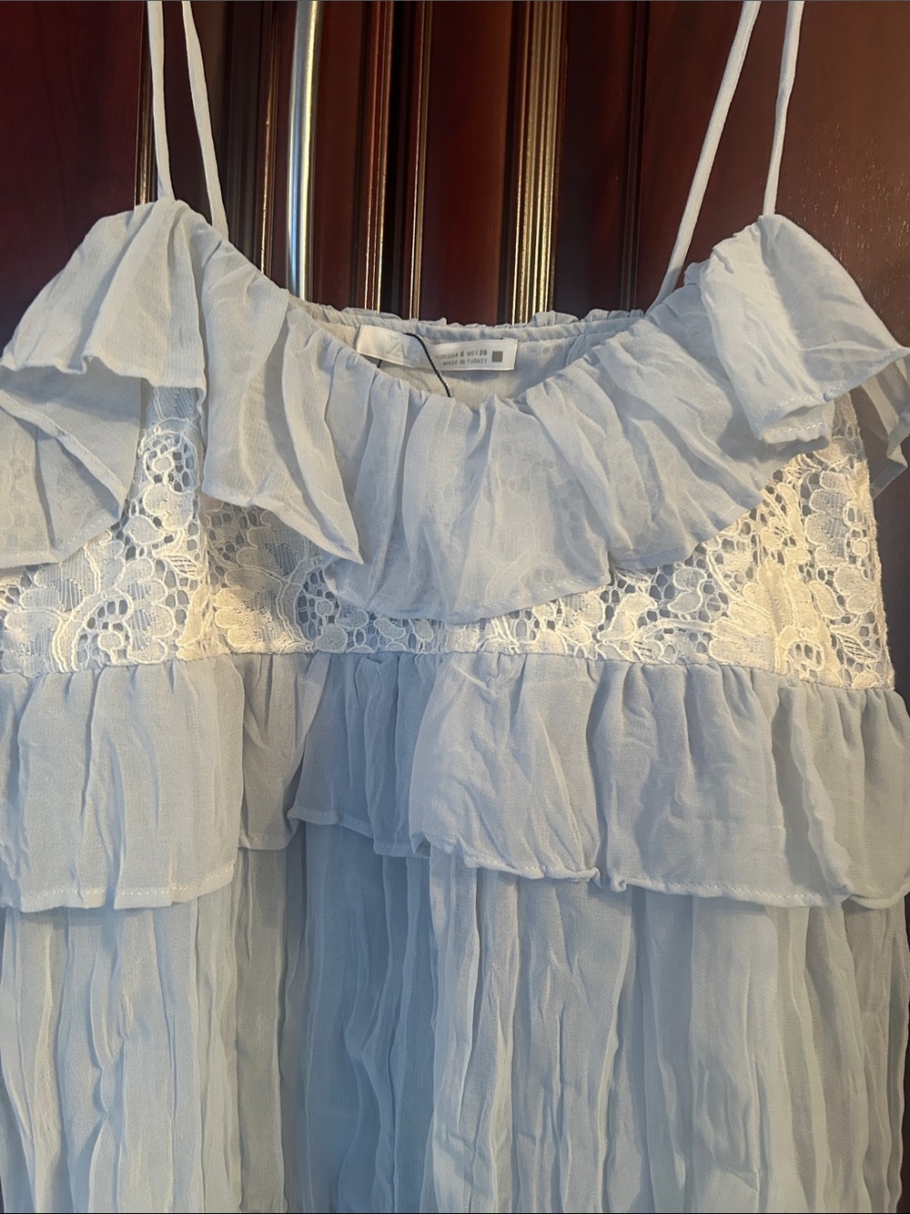 ZARA Lightweight White Ruffle Crochet-Trim Cami Top size small - Picture 9 of 10